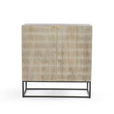 Aurelia Kelby Bar Cabinet - Light Wash Carved Mango