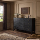 Luxe Haven Sullivan 10 Drawer Dresser - Brushed Black Acacia Solid
