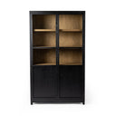 Aveline Millie Panel and Glass Door Cabinet - Drifted Matte Black