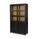 Aveline Millie Panel and Glass Door Cabinet - Drifted Matte Black