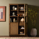 Aveline Millie Panel and Glass Door Cabinet - Drifted Oak Solid
