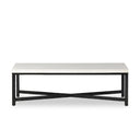 Verano Hammered Iron Coffee Table - White Marble Hammered Black Iron