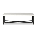 ForgeCraft Hammered Iron Coffee Table - White Marble Hammered Black Iron