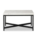 Verano Hammered Iron Coffee Table - White Marble Hammered Black Iron