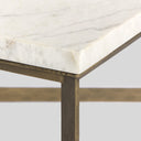 ForgeCraft Hammered Iron Coffee Table - White Marble Hammered Antique Brass