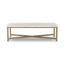 Verano Hammered Iron Coffee Table - White Marble Hammered Antique Brass