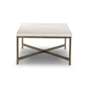 Verano Hammered Iron Coffee Table - White Marble Hammered Antique Brass