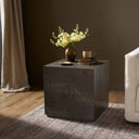 Aveline Modern Marble Plinth End Table - Grey Italian Marble