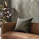 Luxe Living Stonewash Linen Pillow - 22X22 Hasselt Olive Green