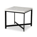 Aveline Hammered Iron End Table - White Marble