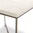 Aveline Hammered Iron End Table - White Marble W Antique Brass