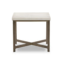 Silhouette Hammered Iron End Table - White Marble W Antique Brass
