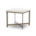 Silhouette Hammered Iron End Table - White Marble W Antique Brass