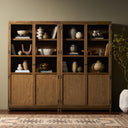Verity Panel and Glass Door Double Cabinet - Drifted Oak Solid