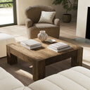 Aurelian Abaso Small Square Coffee Table - Rustic Wormwood Oak