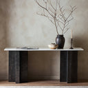 Vesper Terrell Large Console Table - Polished White Marble