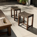 Verano Savio Outdoor Accent Stool - Dark Textured Woven