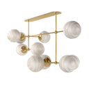 Luxe Armstrong Linear Chandelier - Large Burnished Brass Marbled Matte Glass