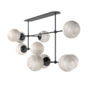 Luxe Armstrong Linear Chandelier - Large Black Gunmetal Marbled Matte Glass