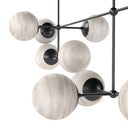 Luxe Armstrong Linear Chandelier - Large Black Gunmetal Marbled Matte Glass