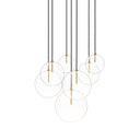 Aurelia Cluster 7 Mix Chandelier - Burnished Brass Clear Glass