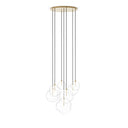 Aurelia Cluster 7 Mix Chandelier - Burnished Brass Organic Glass