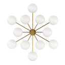 Elegant Orion Round Chandelier - Burnished Brass Opal Matte Glass