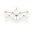 Elegant Orion Round Chandelier - Burnished Brass Opal Matte Glass