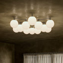 Elegant Orion Round Chandelier - Black Gunmetal Opal Matte Glass