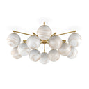 Elegant Orion Round Chandelier - Burnished Brass Marbled Matte Glass