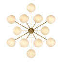 Elegant Orion Round Chandelier - Burnished Brass Marbled Matte Glass