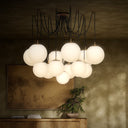 Celestial Spider Chandelier - Large Burnished Brass Opal Matte Glass