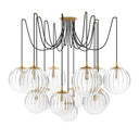 Celestial Spider Chandelier - Large Burnished Brass Clear Ribbon Glass