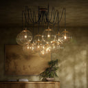 Celestial Spider Chandelier - Large Burnished Brass Clear Ribbon Glass