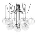 Celestial Spider Chandelier - Large Black Gunmetal Clear Ribbon Glass
