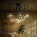 Celestial Spider Chandelier - Large Black Gunmetal Clear Ribbon Glass