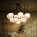 Celestial Spider Chandelier - Large Burnished Brass Marbled Matte Glass