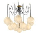 Celestial Spider Chandelier - Large Burnished Brass Marbled Matte Glass