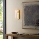 Verity Odyssey Sconce - Large Burnished Brass Clear Ribbon Glass