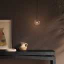 Verity Glass Globe Pendant - 775X775 Black Gunmetal Organic Glass