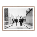 The Beatles Running In A Hard Days Night - 24X18 Rustic Walnut
