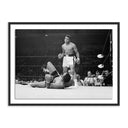 Celeste Boxers Muhammad Ali and Sonny Liston Fighting - 48X36 Black Maple