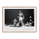 Celeste Boxers Muhammad Ali and Sonny Liston Fighting - 32X24 Rustic Walnut