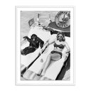 Unique Woman Sunbathing With Chimpanzee by Getty Images - 36X48 White Maple
