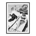 Unique Woman Sunbathing With Chimpanzee by Getty Images - 36X48 Black Maple