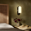 Verity Odyssey Sconce - Medium Black Gunmetal Opal Matte Glass