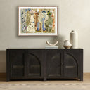 Celestial Artistry Blue Eyed Snake Woman by Caroline Pinney - 40X30 Rustic Walnut