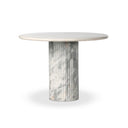 Verity Oranda Round Dining Table 42 - Polished White Marble