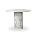 LuxeCraft Oranda Round Dining Table 42 - Polished White Marble