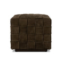 Aveline Flores Ottoman - Nubuck Olive